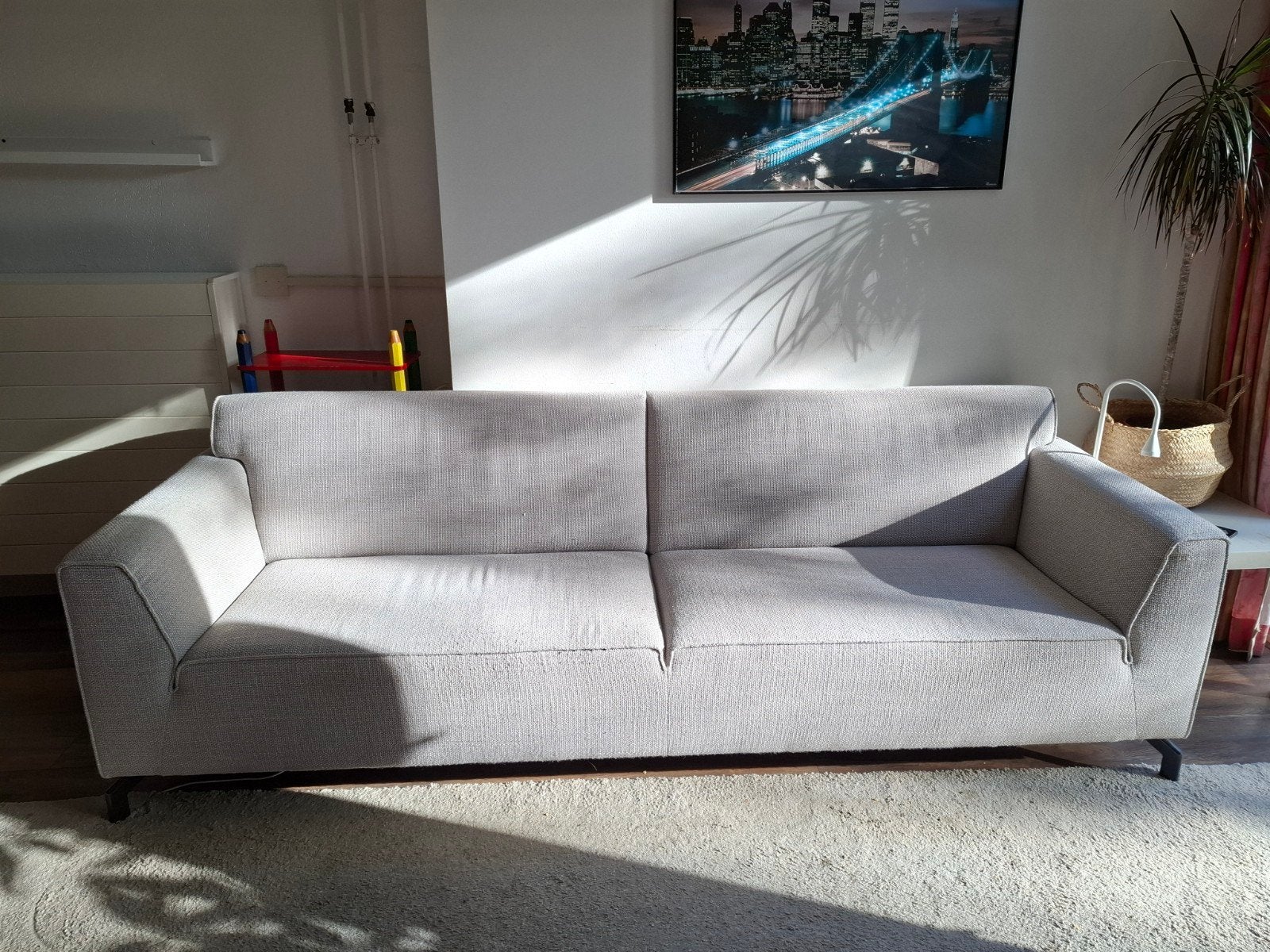 Henders & Hazel Novara 4-zitsbank (2.44 m) kiezel grijs, Ophalen, Gebruikt, 75 tot 100 cm, Rechte bank