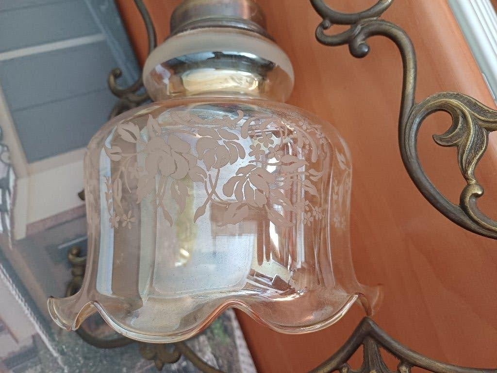 Vintage hanglamp, Gebruikt, Vintage, Ophalen of Verzenden, Glas