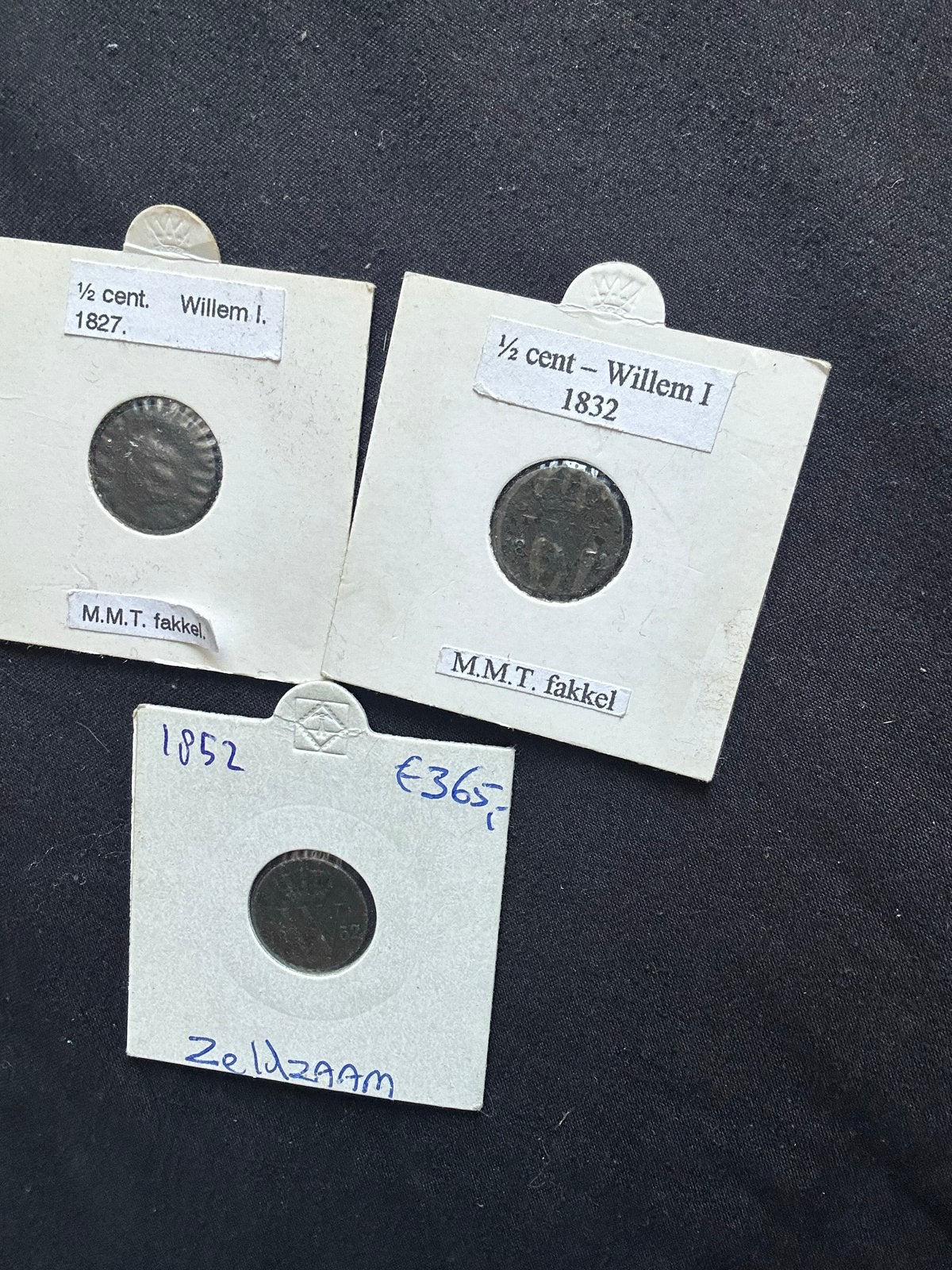 3x Halve Cent Willem I en Zeldzame 1852 Munt, Postzegels en Munten, Ophalen, Koning Willem I, Overige waardes, Setje