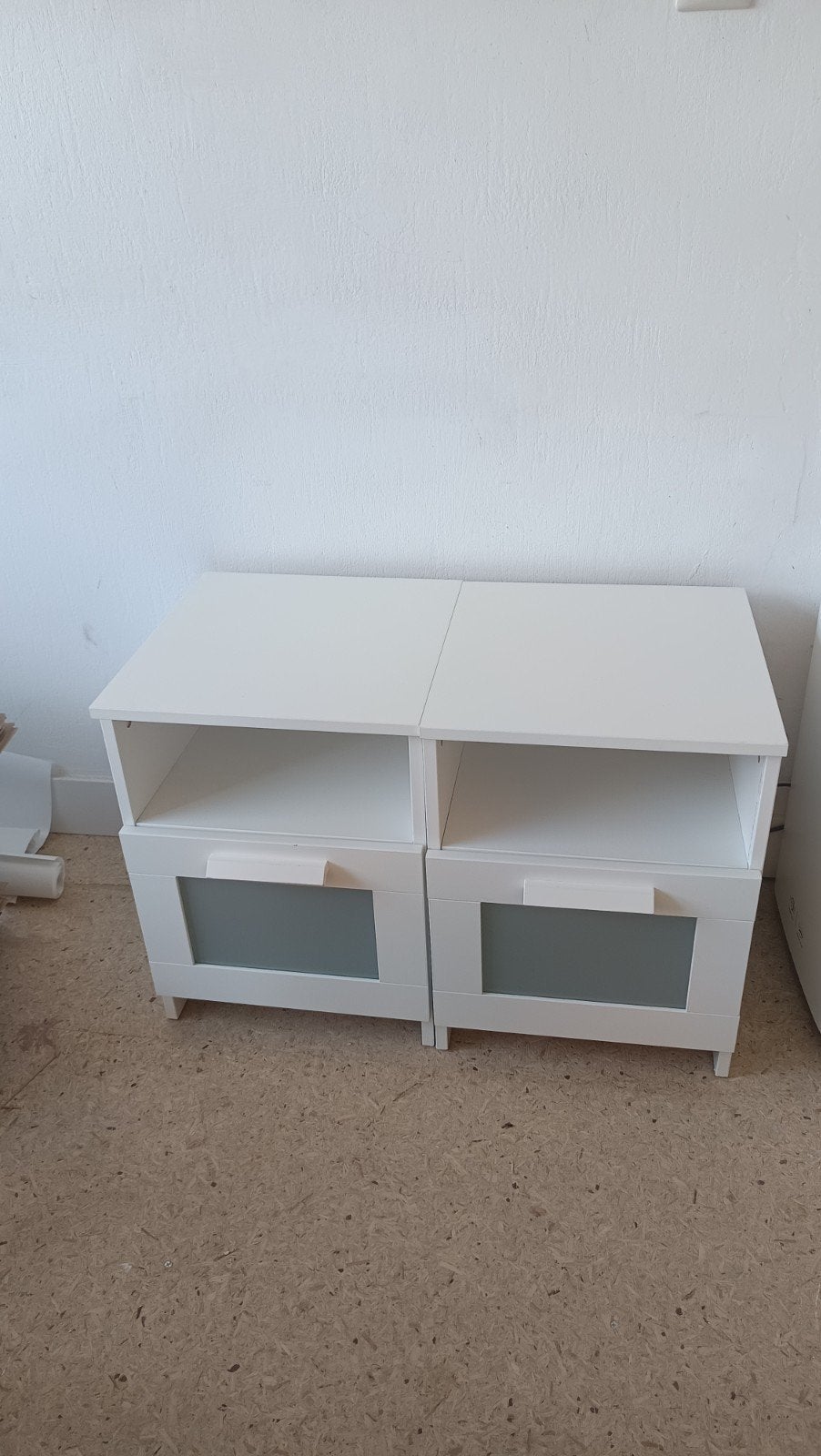2x IKEA Brimnes Nachtkastje - Wit, Ophalen, Gebruikt, 55 tot 70 cm, 45 tot 65 cm