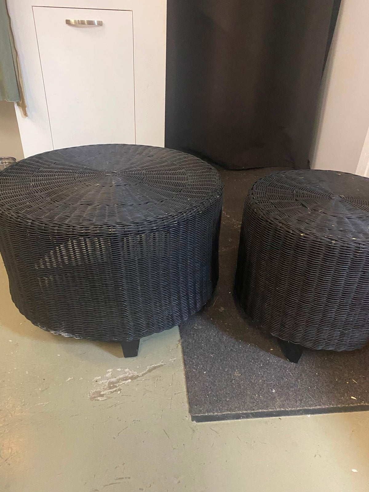 Rieten tafels / bijzettafels, Huis en Inrichting, Tafels | Bijzettafels, 45 tot 60 cm, Minder dan 55 cm, Rond, Ophalen of Verzenden