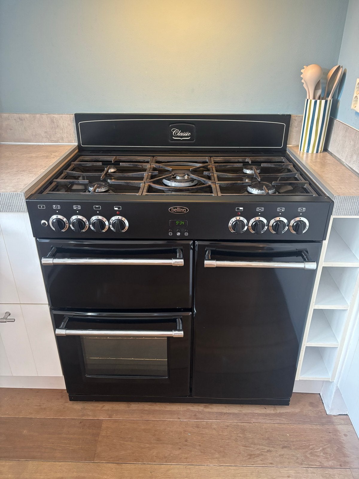 Belling Farmhouse Classic 90dft Fornuis - Zwart, Ophalen, 60 cm of meer, Grill, Zo goed als nieuw