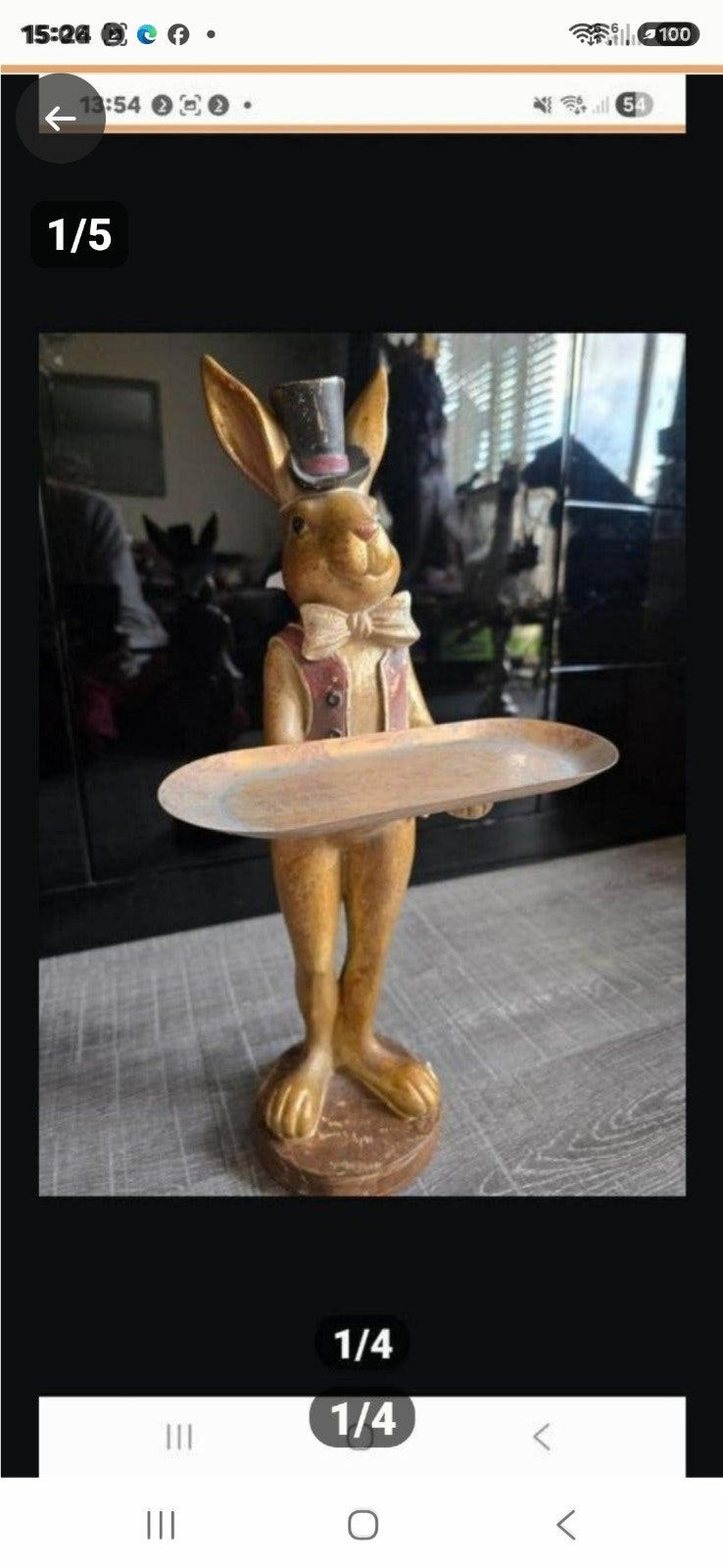 Leuke decoratieve konijn butler met dienblad., Ophalen, Nieuw, Dier