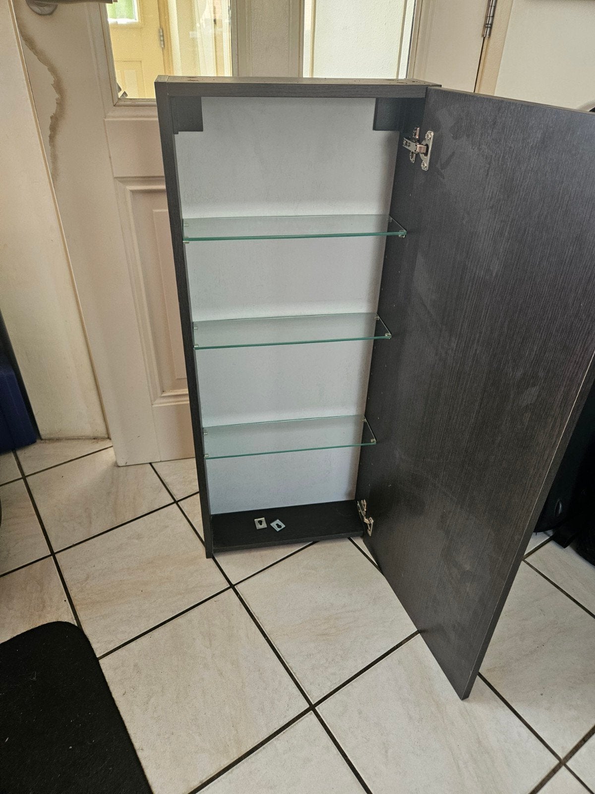 Badkamerkast met glazen planken - H96 x B40 x D14 cm, Ophalen, Gebruikt