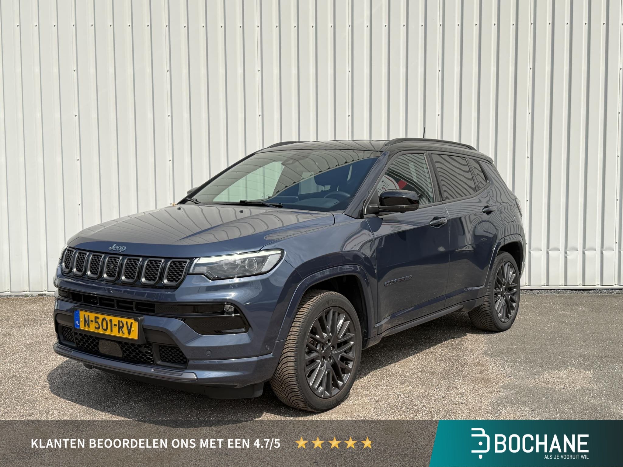 Jeep Compass 4xe 240 Plug-in Hybrid Electric S | Leder | All, 4 cilinders, Met garantie (alle), Blauw, Bedrijf