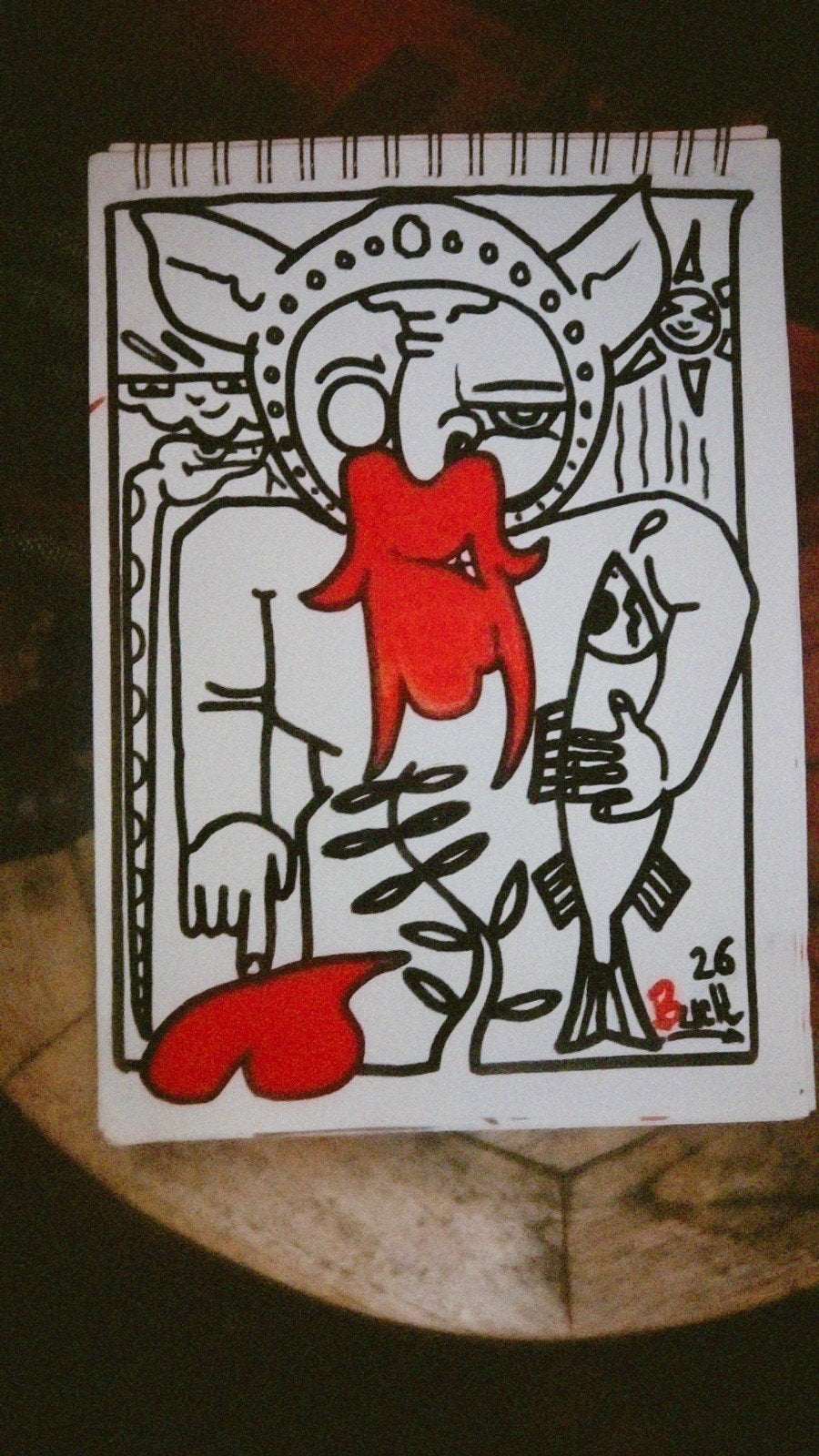 Uniek kunstwerk:"Vlerk" met hart,vis,enz.soms lekker vulgair, Antiek en Kunst, Ophalen of Verzenden