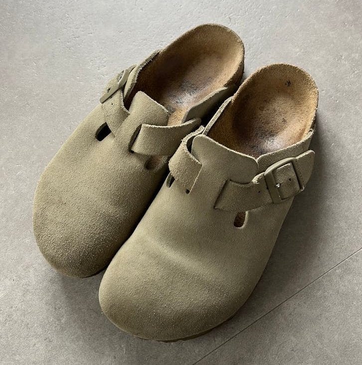 Birkenstock boston suede maat 37 khaki groen, Ophalen of Verzenden, Zo goed als nieuw