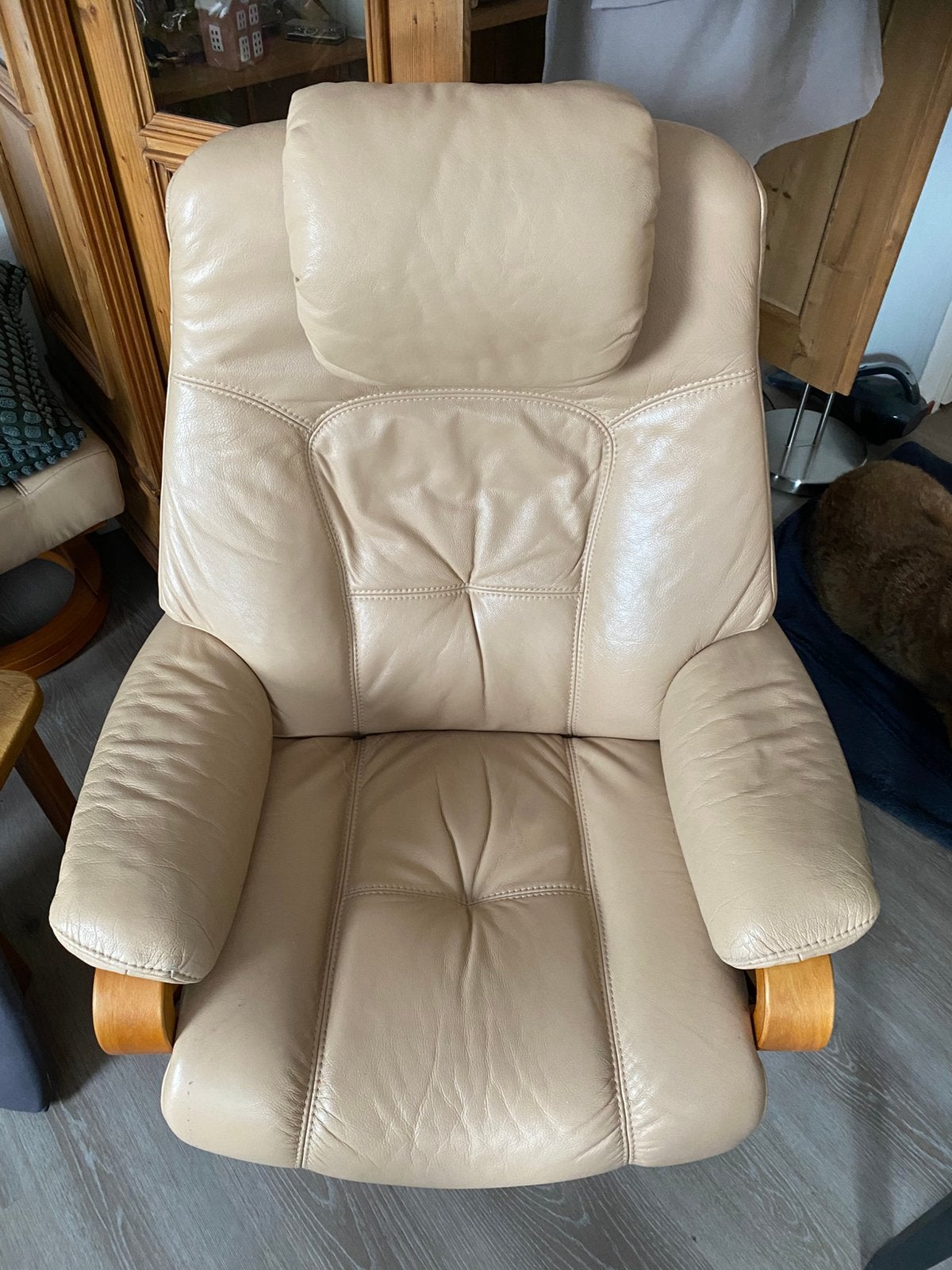 Leren zit Fauteuil t.e.a.b., Ophalen, Gebruikt, Leer
