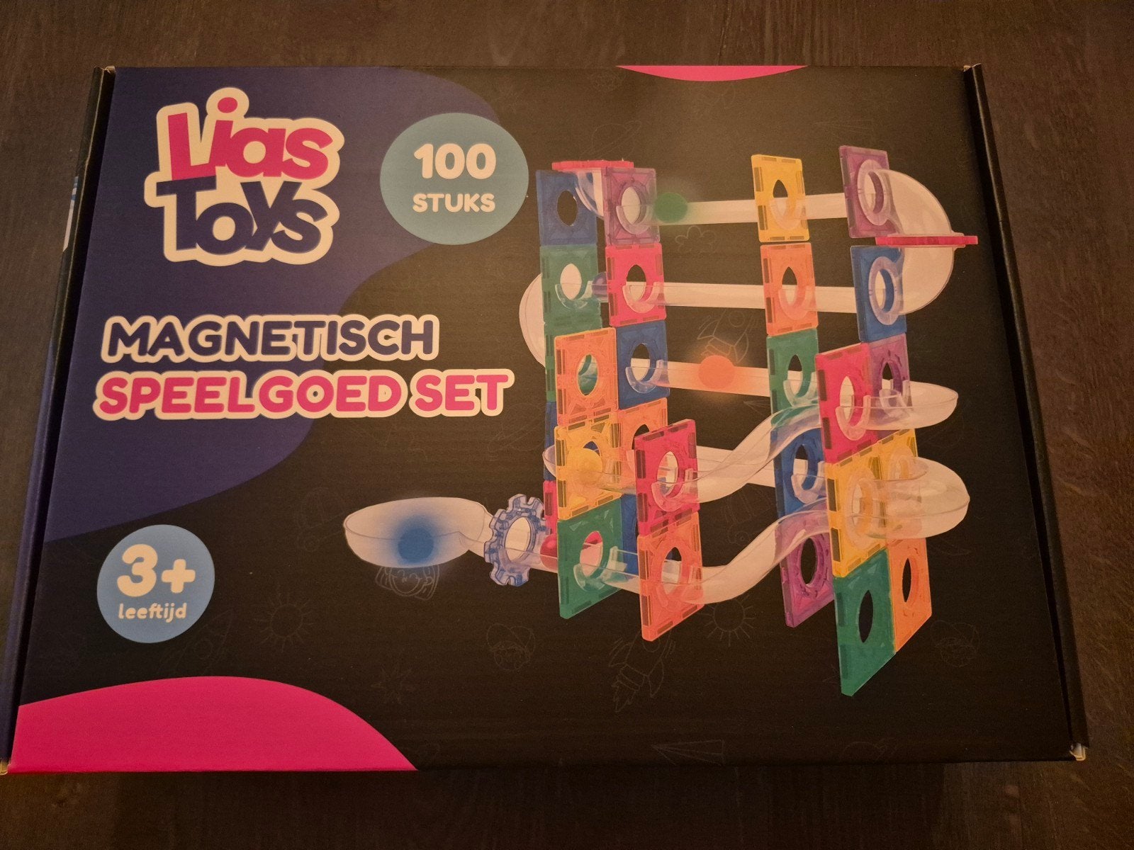100 stuks Magnetic Tiles Knikkerbaan - Montessori Speelgoed, Overige merken, Vias Toys, Info@viastoys.nl, Nieuw