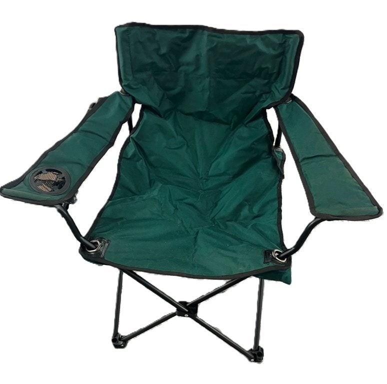 Campingstoel / vouwstoel groen met bekerhouder., Caravans en Kamperen, Kampeermeubelen, Ophalen, Gebruikt, Campingstoel