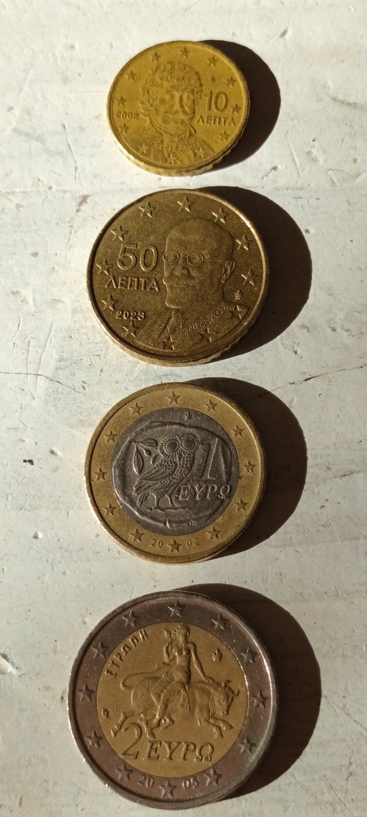 2 Euro, 1 euro, 50 cent en 10 cent Griekenland, Ophalen of Verzenden, Griekenland, 2 euro, Losse munt