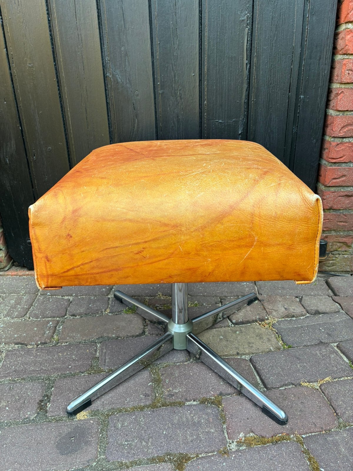 Vintage Hocker jaren 70, Ophalen, Gebruikt, Rechthoekig, Minder dan 50 cm