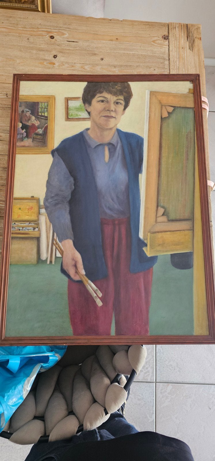 coby wolfs zelfportret olieverf schilderij gesigneerd uniek, Ophalen of Verzenden