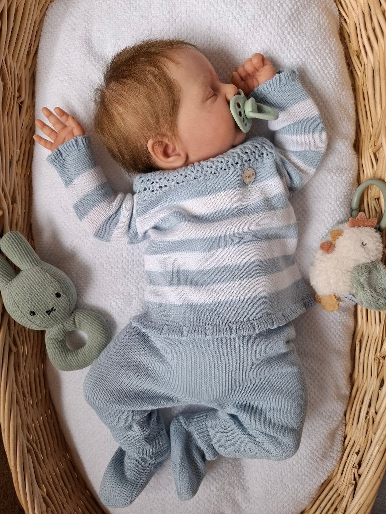 Reborn, prachtig gebreid setje van Felicia, maat 50-56, Ophalen of Verzenden, Nieuw, Pop, Levensecht of Reborn