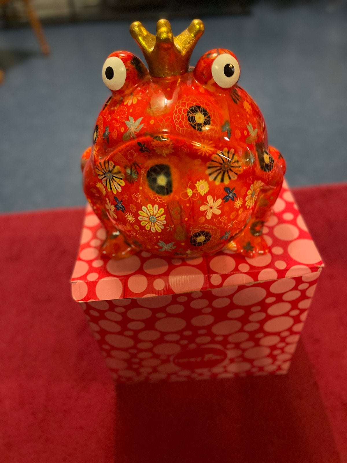 Pomme Pidou Spaarpot Kikker Koning Rood Bloemen, Verzamelen, Ophalen, Zo goed als nieuw, Dier