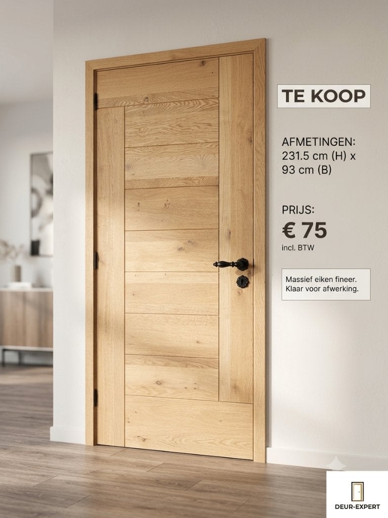 Deur licht eiken 93x231.5cm, Doe-het-zelf en Verbouw, Deuren en Horren, Ophalen, 80 tot 100 cm, 215 cm of meer, Binnendeur
