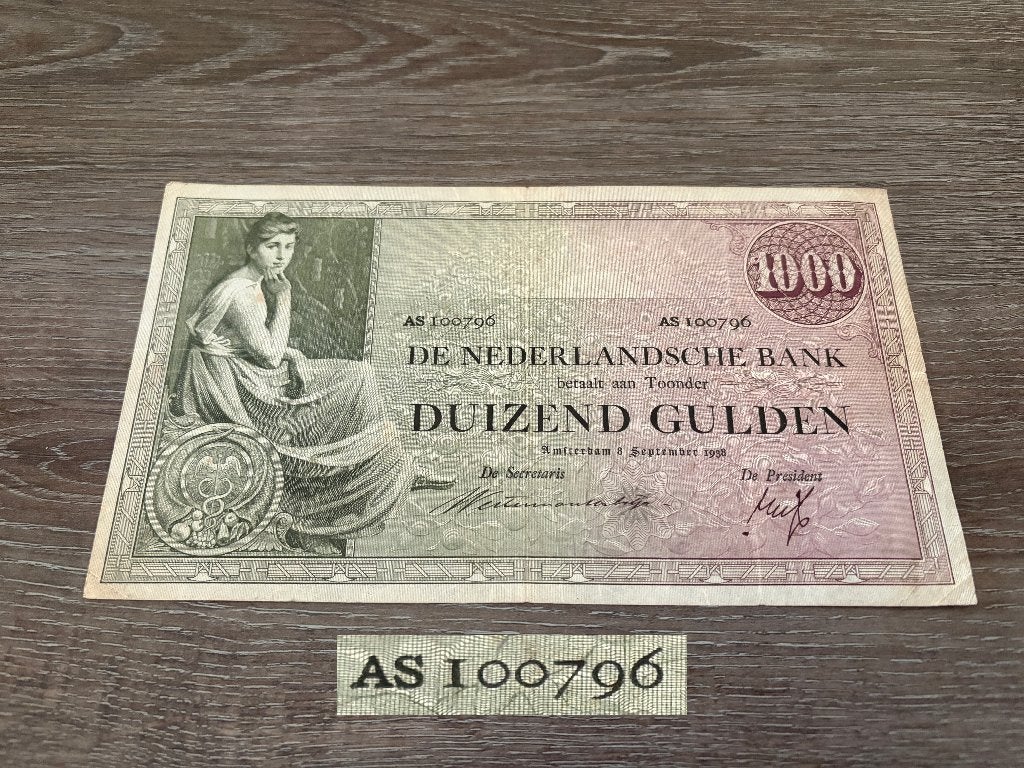 Replacement biljet 1000 gulden Grietje Seel, 1938, Ophalen of Verzenden, 1000 gulden