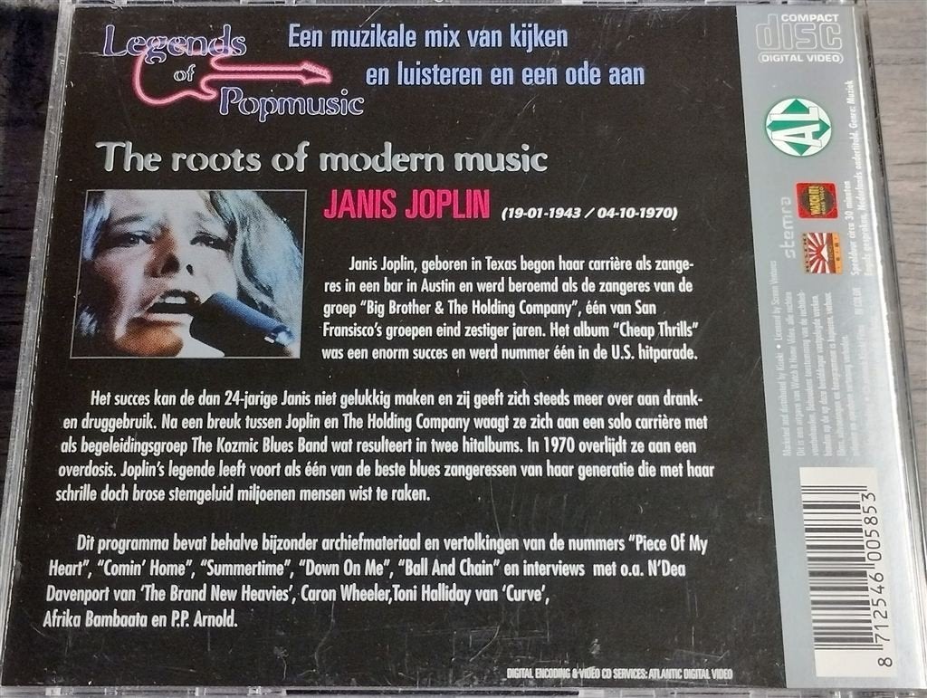 Janis Joplin - Legends Of Popmusic 9 [Video Cd], Cd's en Dvd's, Ophalen of Verzenden, 1960 tot 1980, Zo goed als nieuw, Jazz