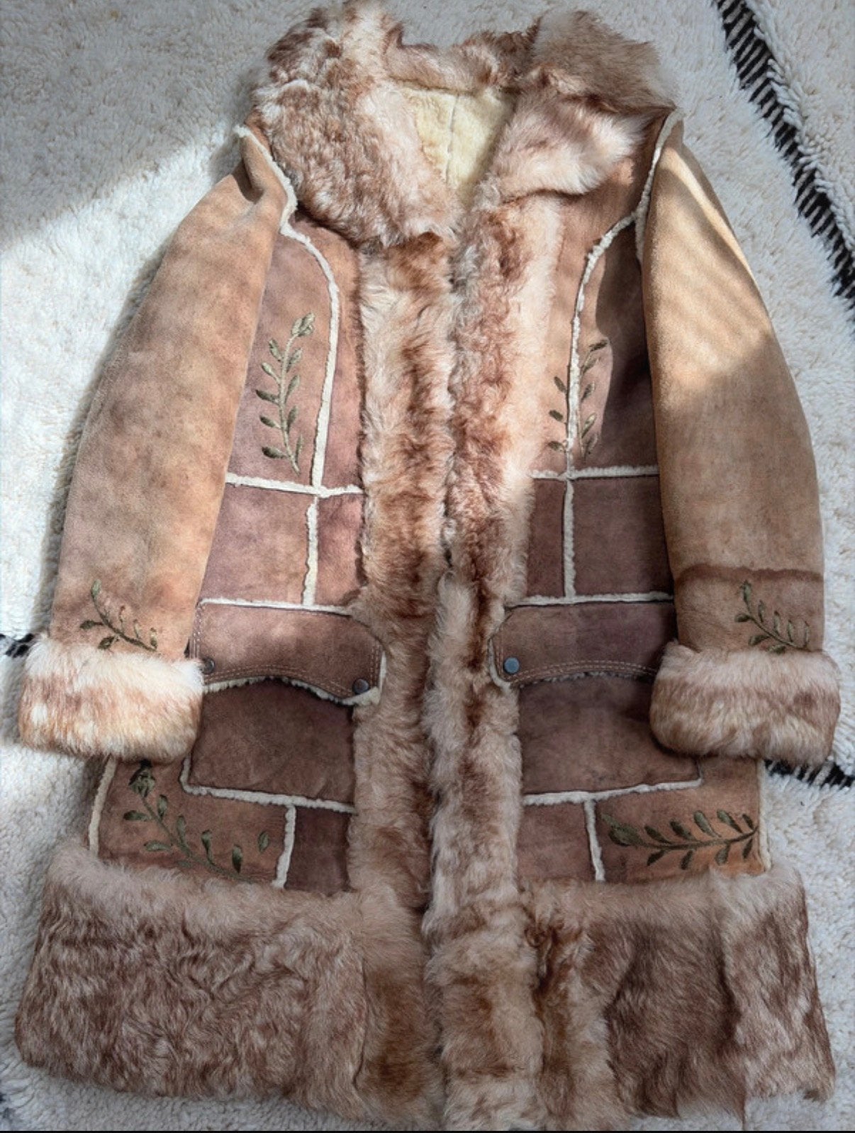 Vintage 70s afghaanse lammy shearling winter jas, Ophalen of Verzenden, Zo goed als nieuw, Maat 38/40 (M), Bruin