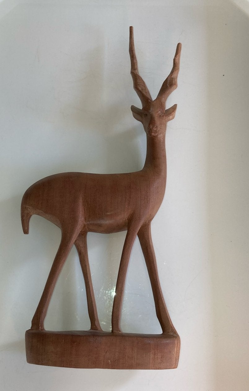 Vintage houten beeld antilope hert, Ophalen of Verzenden