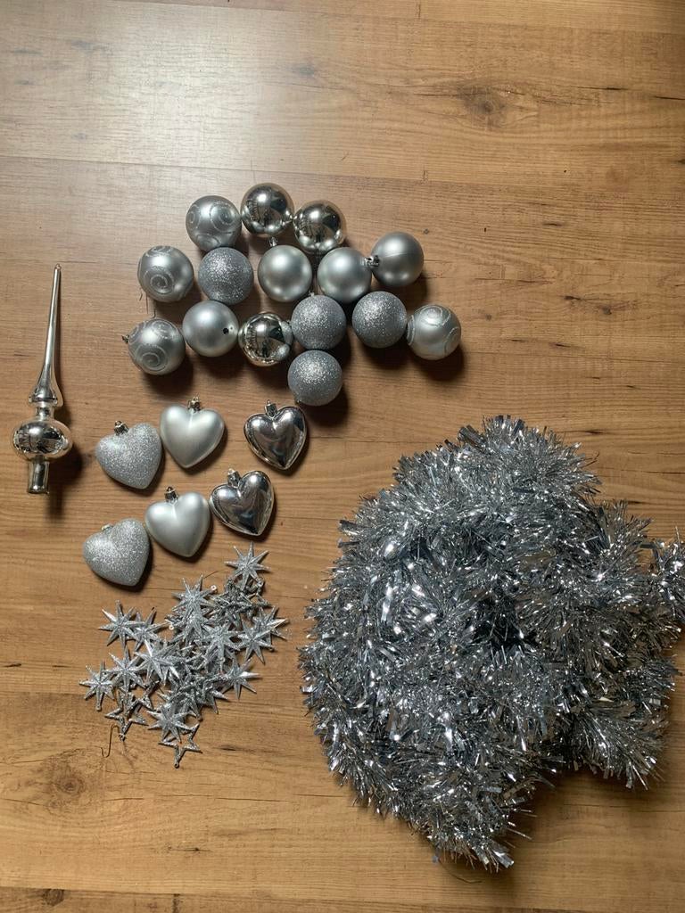 Zilveren kerstversiering, Diversen, Kerst, Ophalen of Verzenden, Gebruikt