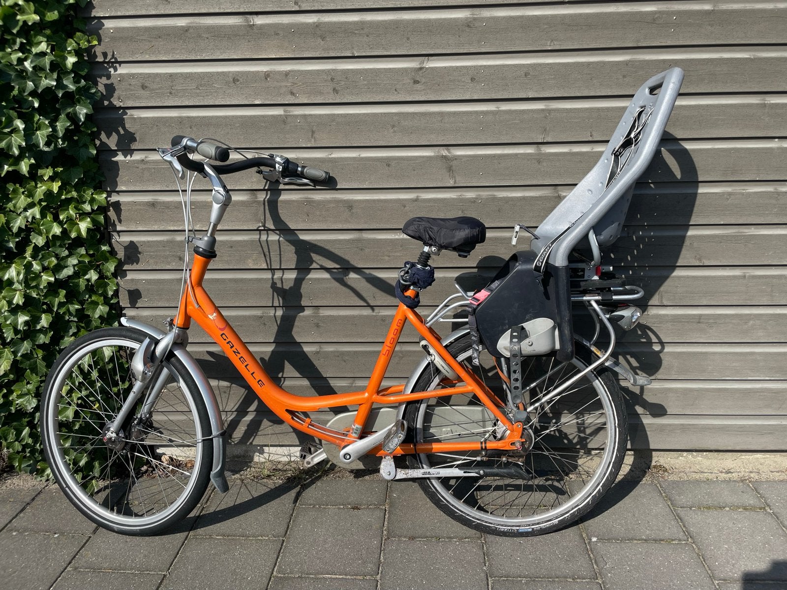 Oranje Gazelle Bloom mamafiets met kinderzitje, Ophalen, Gebruikt, Versnellingen, 50 tot 53 cm