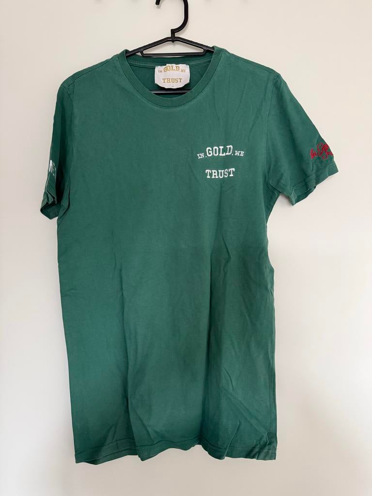 In Gold We Trust T-shirts (3x) - Roze, Blauw, Groen - Maat M, Ophalen of Verzenden, Zo goed als nieuw, Maat 48/50 (M), Roze