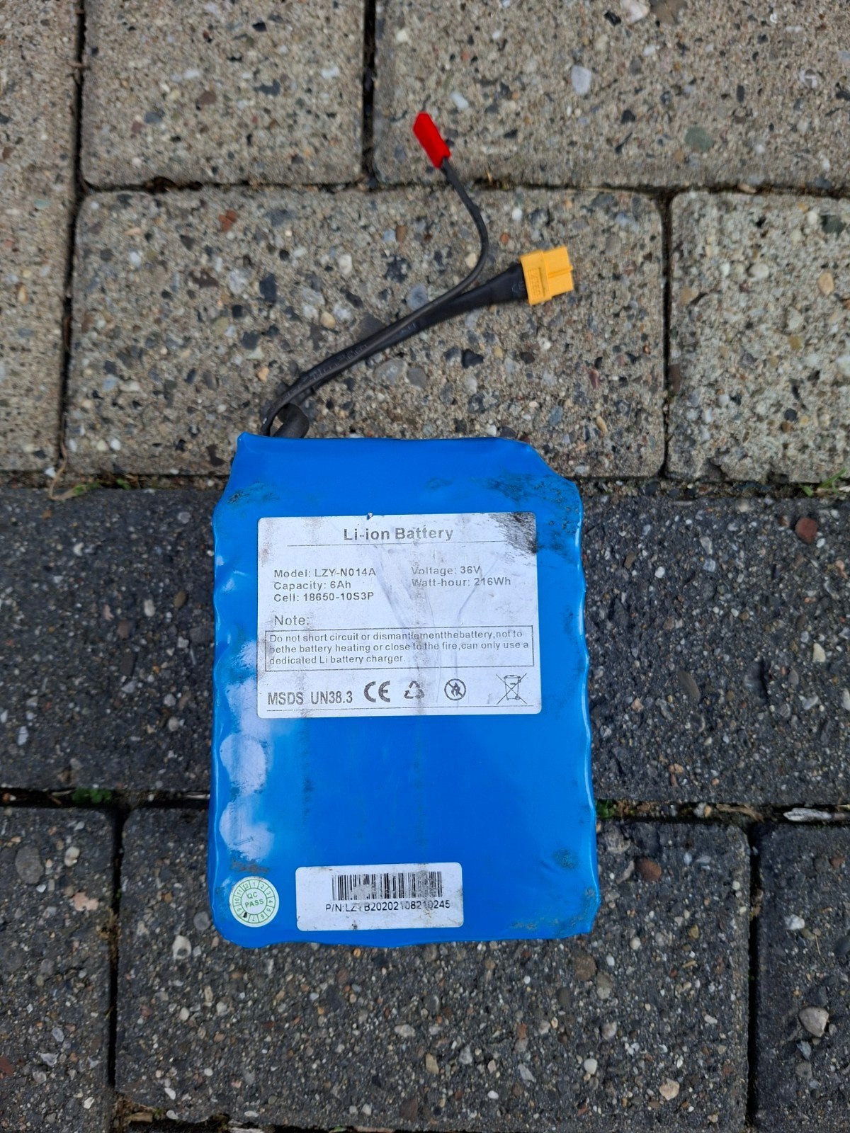 Windgoo B20 Li-ion Accu 36V 6Ah 216Wh, Ophalen of Verzenden, Gebruikt