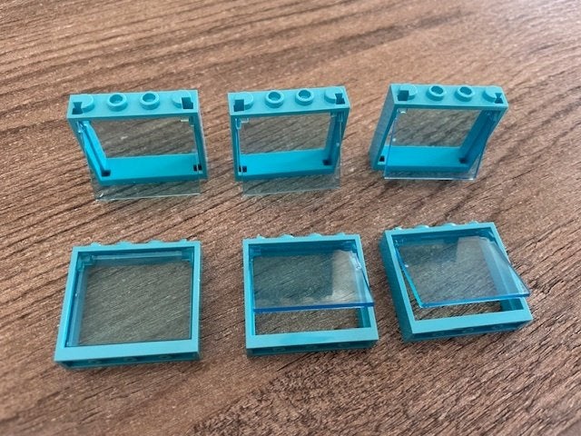 lego kozijnen licht blauwe 1x4x3 met open slaande ramen (6), Ophalen of Verzenden, Nieuw, MOC (eigen creatie), Lego