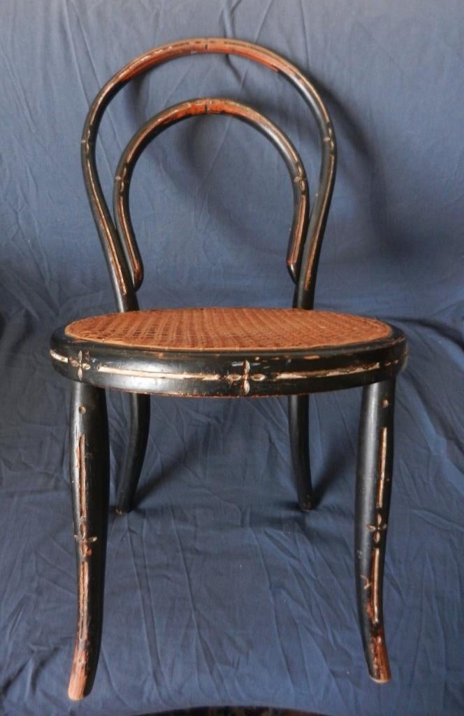 Thonet Wenen kinderstoel met rieten zitting, gemerkt ca 1870, Antiek en Kunst, Antiek | Meubels | Stoelen en Banken, Ophalen of Verzenden
