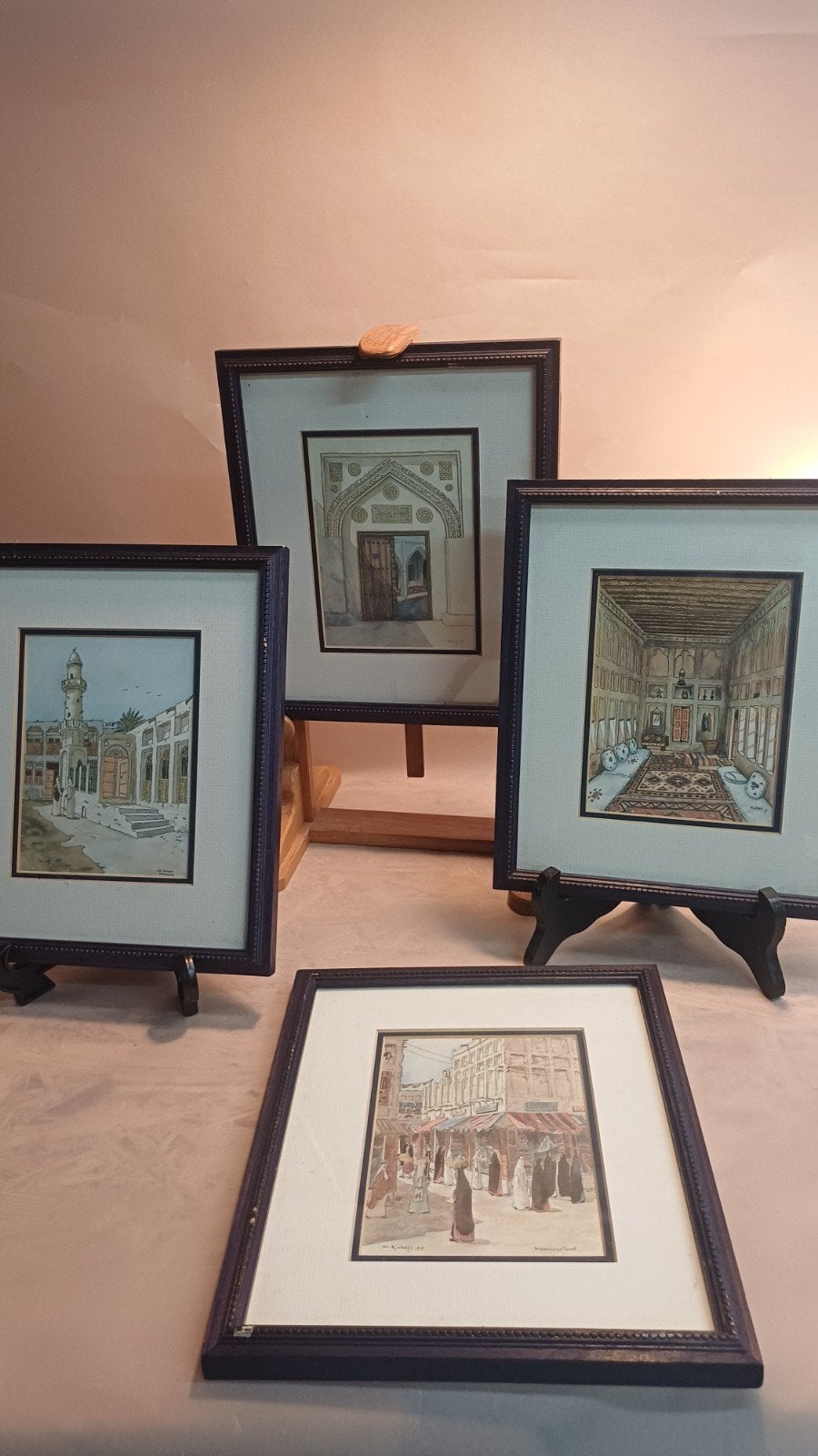w.koheji painting Arabische kunst, Ophalen of Verzenden, Aquarel, Ingelijst, Papier