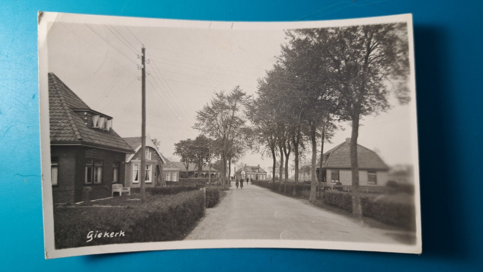 Giekerk Oude fotokaart, Verzamelen, Ansichtkaarten | Nederland, Ophalen of Verzenden, 1940 tot 1960, Gelopen, Friesland