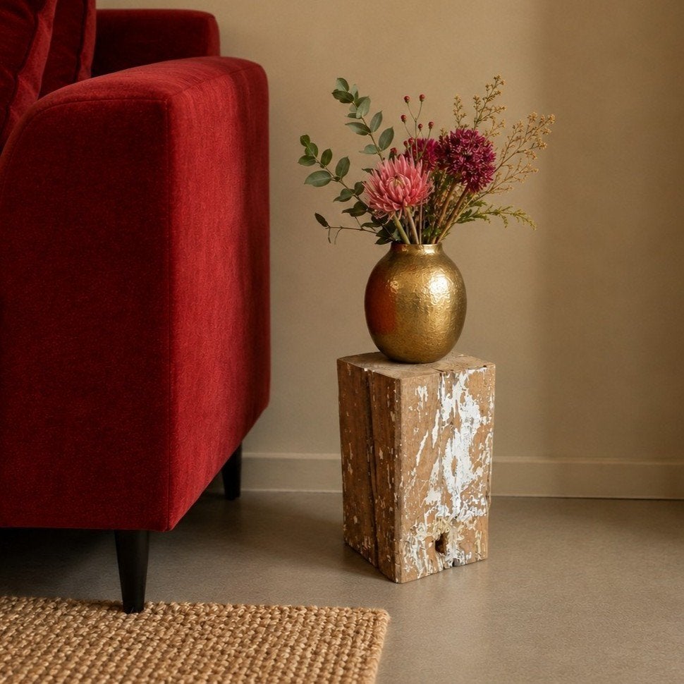 Houten blok - kleine zuil antiek eiken 29,5cm, Houtatelier M.Y., Info@myhoutatelier.nl, Nieuw, Ophalen of Verzenden