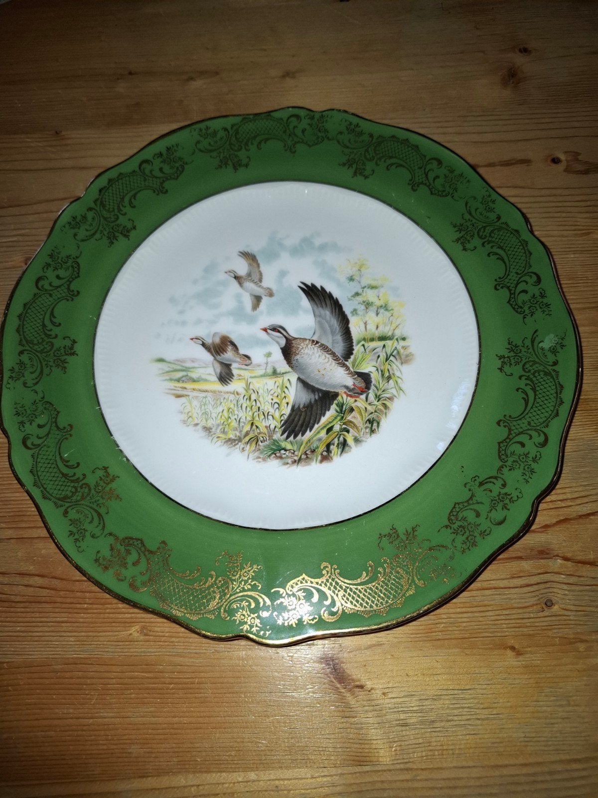 Limoges vintage verguld bord met Patrijzen 25 cm, Ophalen of Verzenden