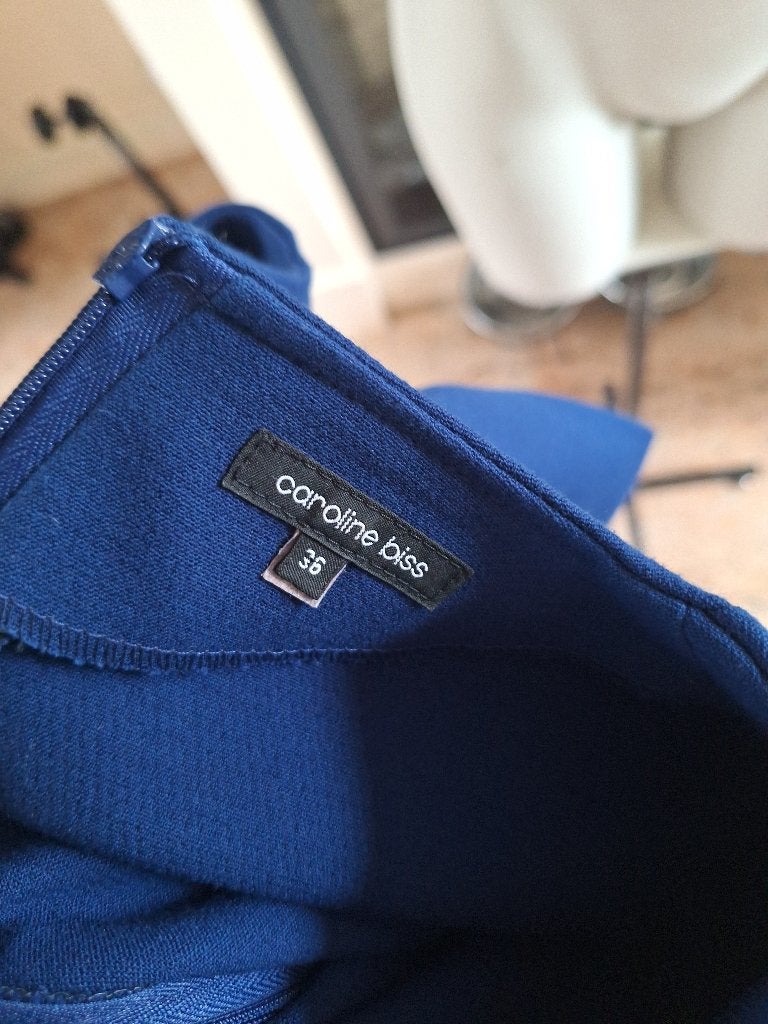 Caroline Biss kobalt blauwe winter jurk 36 S, Zo goed als nieuw, Knielengte, Maat 36 (S), Caroline Biss