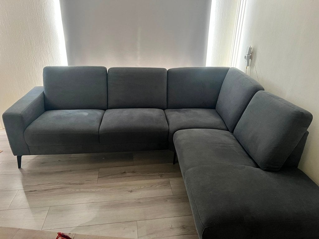 Mooie hoek loungebank, Huis en Inrichting, Banken | Complete zithoeken, Ophalen, Zo goed als nieuw, Stof, Modern