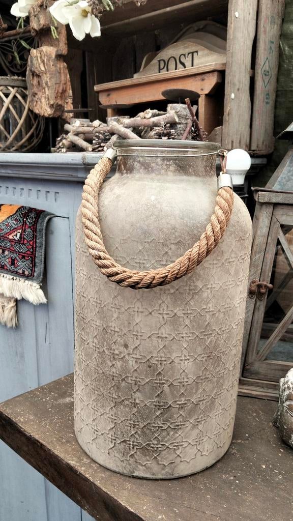 Brocante grote windlicht goudkleurig, Ophalen