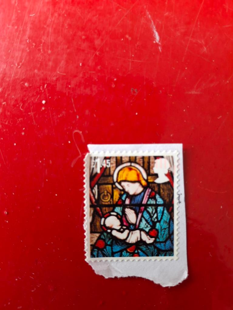 Kerstzegel Glas-in-lood Maria met Kind - Postfris, Ophalen of Verzenden, Postfris