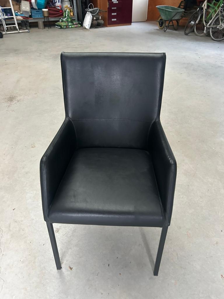 5 zwart lederen stoelen HVS, Huis en Inrichting, Ophalen, Zwart, Leer, Zo goed als nieuw