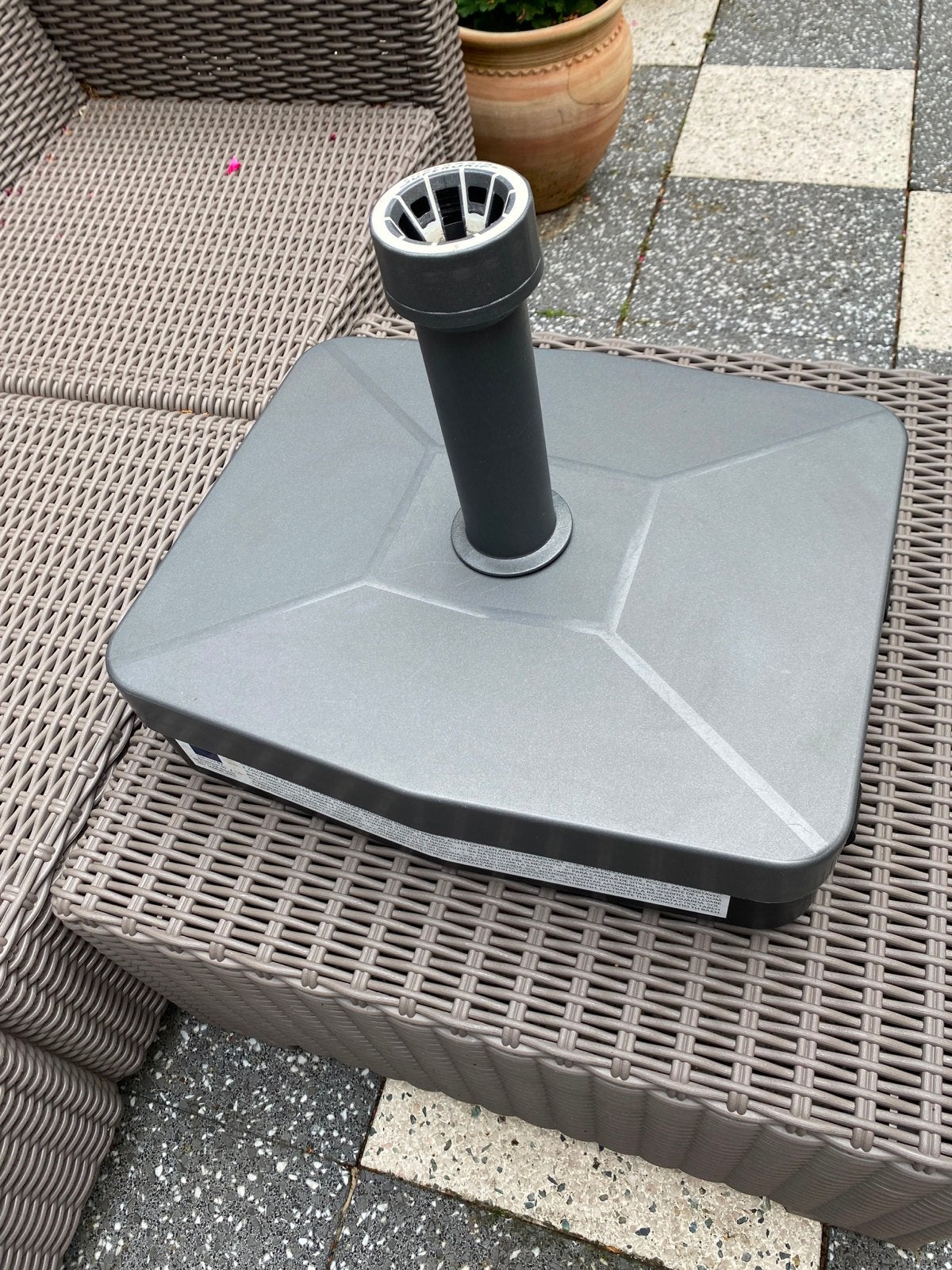 Parasolvoet voor zweefparasol - Grijs, Ophalen of Verzenden, Gebruikt, Minder dan 1 meter, Parasolvoet