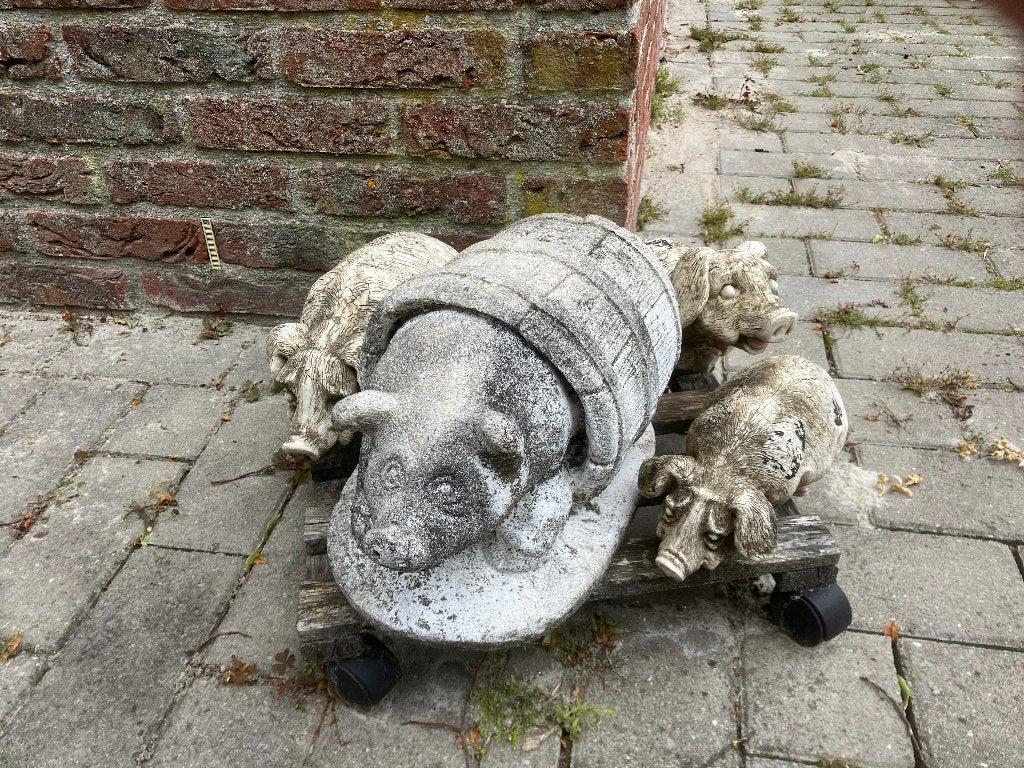 Tuinbeelden Varkens, Tuin en Terras, Ophalen, Gebruikt, Beton, Dierenbeeld