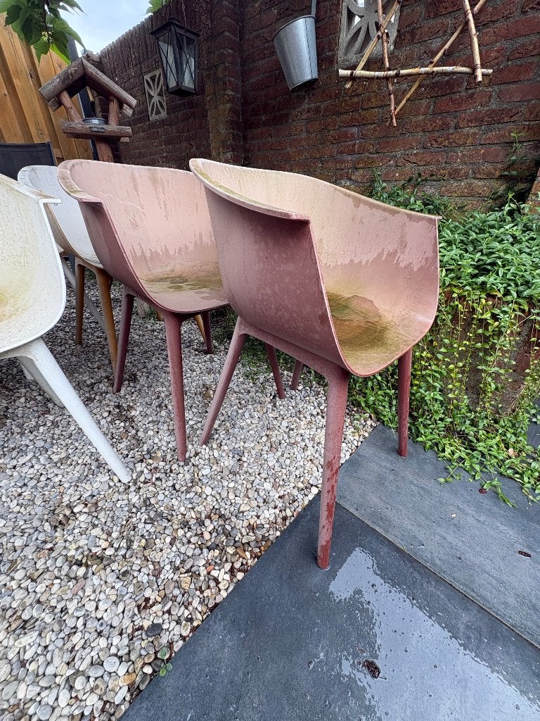 Gratis zes stevige kuipstoelen, Ophalen, Gebruikt, Kunststof