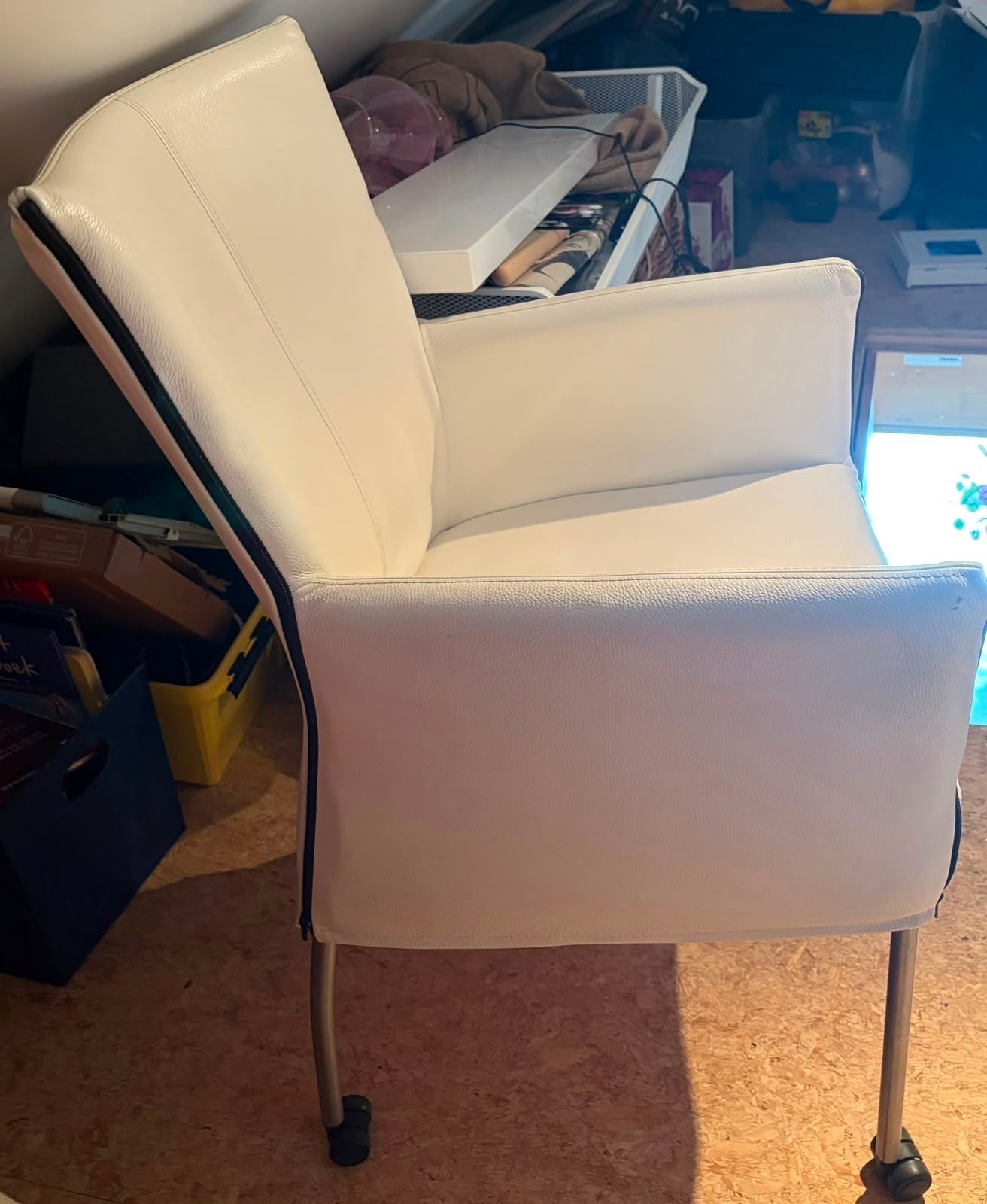 Goossens Leren Stoel - Wit, Huis en Inrichting, Stoelen, Ophalen, Gebruikt, Wit, Leer