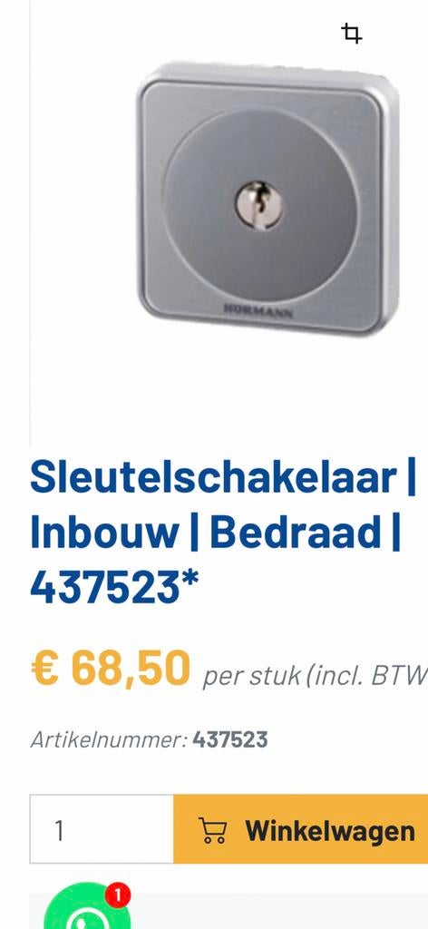 Sleutelschakelaar | Inbouw | Bedraad |, Ophalen, Zo goed als nieuw, Binnendeur, Minder dan 200 cm