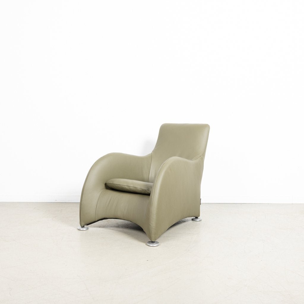 Montis Loge Fauteuil Groen Leer - Aluminium, Huis en Inrichting, Niet ingevuld, Zo goed als nieuw, Niet ingevuld, Niet ingevuld