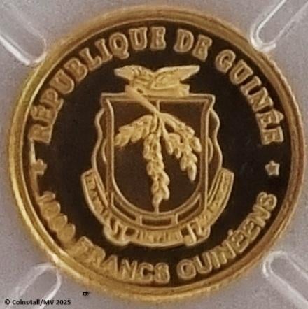 Guinée 1.000 Franc 2025 'Bulgarije - Euro', Proof Au 999, Postzegels en Munten, Munten | Afrika, Ophalen of Verzenden, Guinee