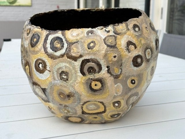 Unieke binnen plantenpot – handgemaakt / vintage look, Tuin en Terras, Ophalen, Kunststof, Rond, Binnen