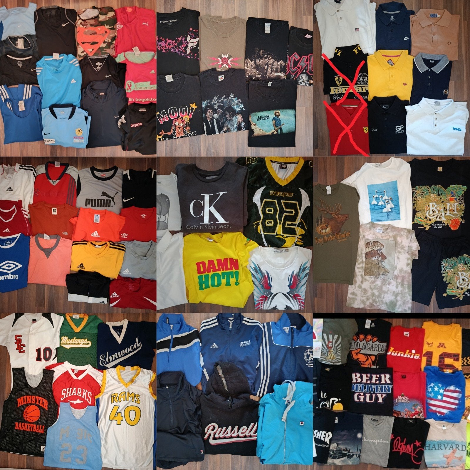 Grote partij kleding: vintage merk T-shirts, polo's, truien, Ophalen, Gedragen, Overige maten