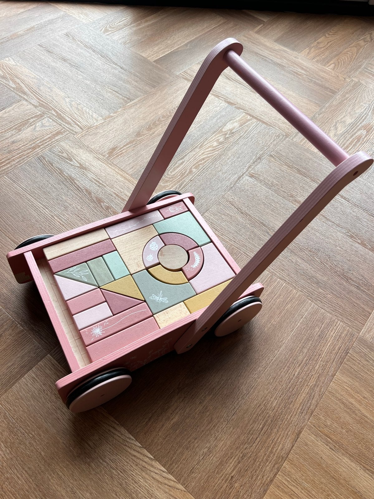 Little Dutch loopwagen met blokken - roze, Ophalen, Gebruikt, Overige typen, Met wieltjes