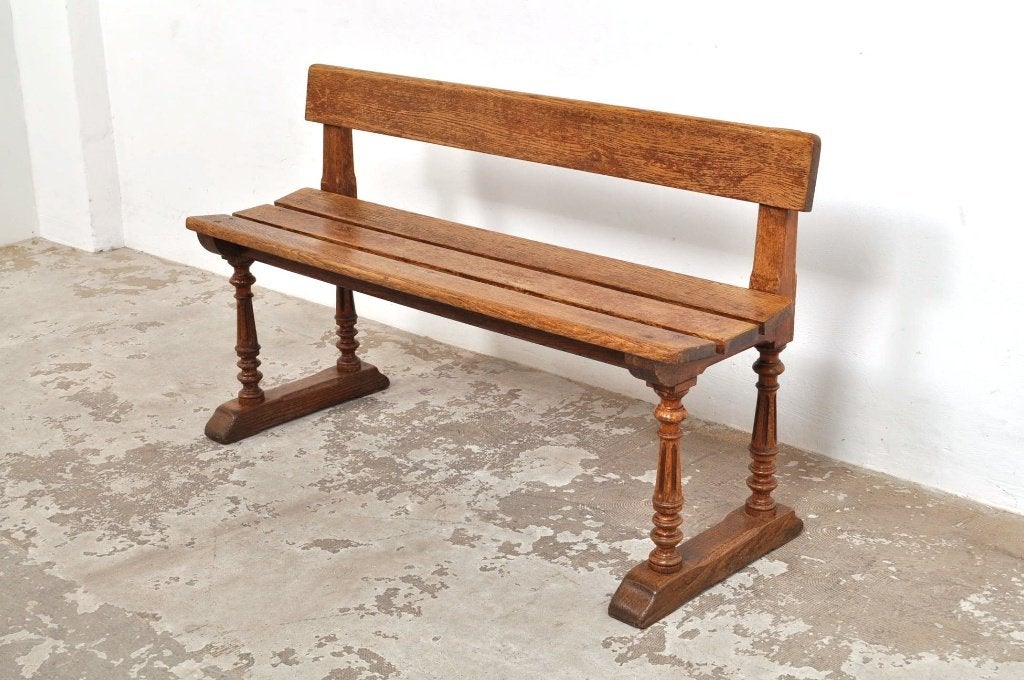 Antieke eiken massieve bank schoolbank 120 cm 1900, Ophalen of Verzenden